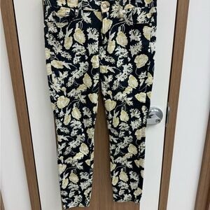 7 For all mankind‎ Floral Print Pants Yellow and Black Design